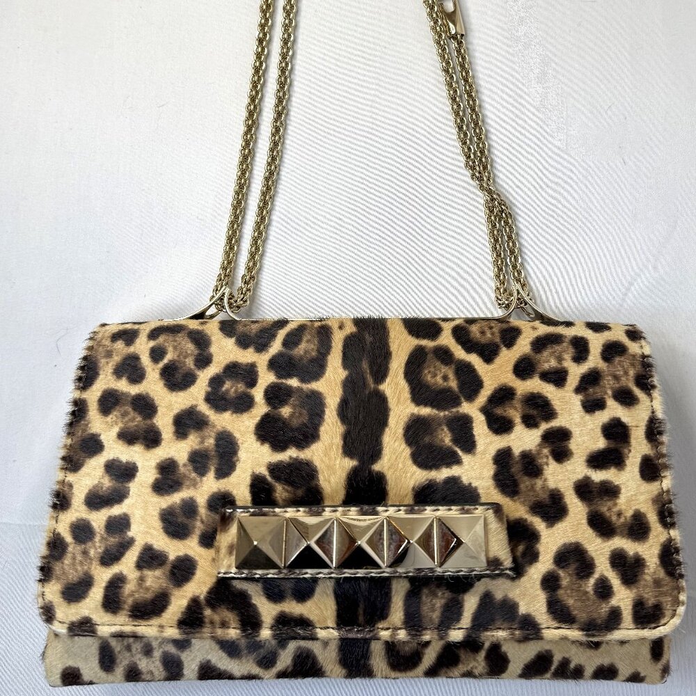 Valentino Garavani Leopard Haircalf VavaVoom Macro Stud Flap Bag